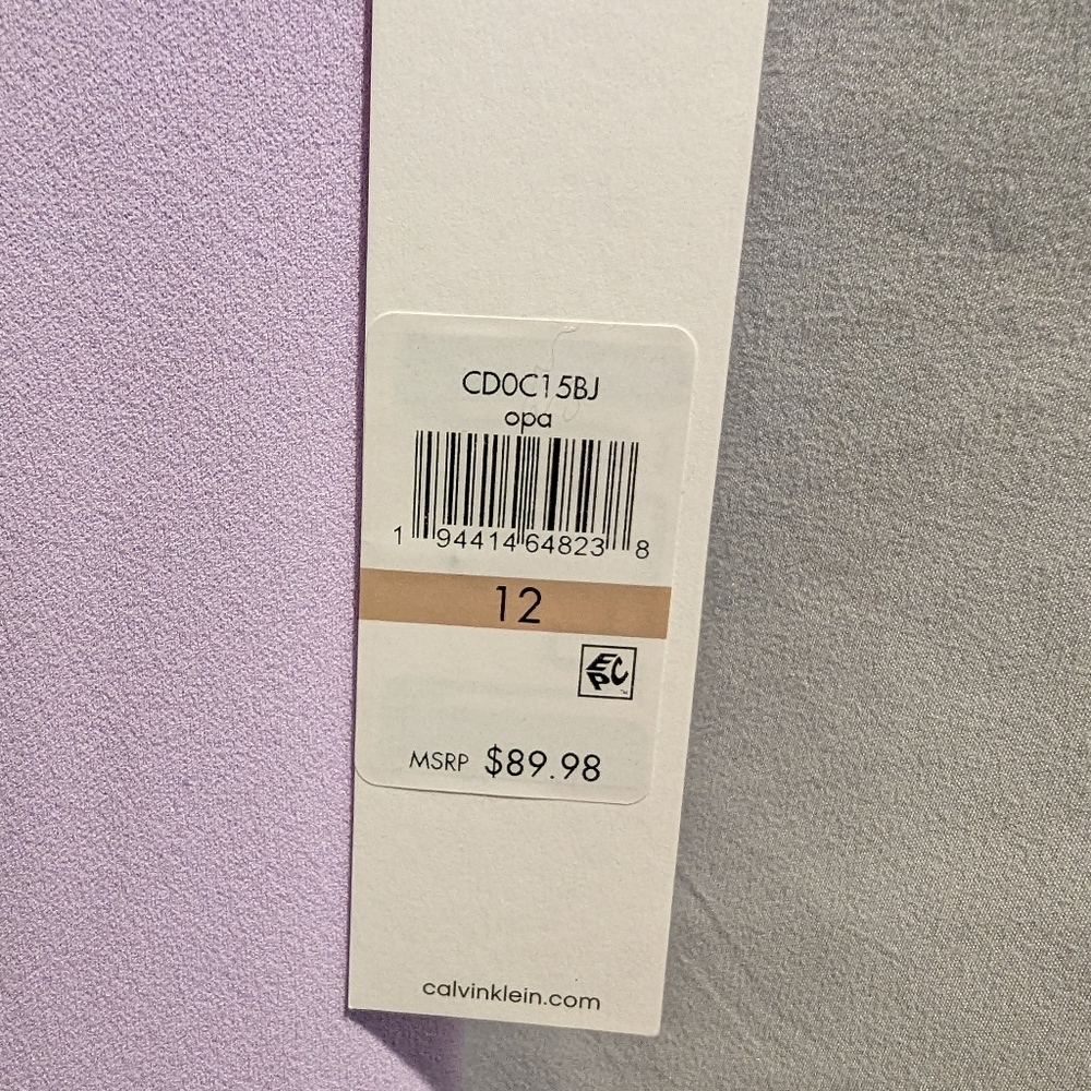 New with Tags Women's Purple Sleeveless Calvin Klein Dress Size 12 - Picture 6 of 6